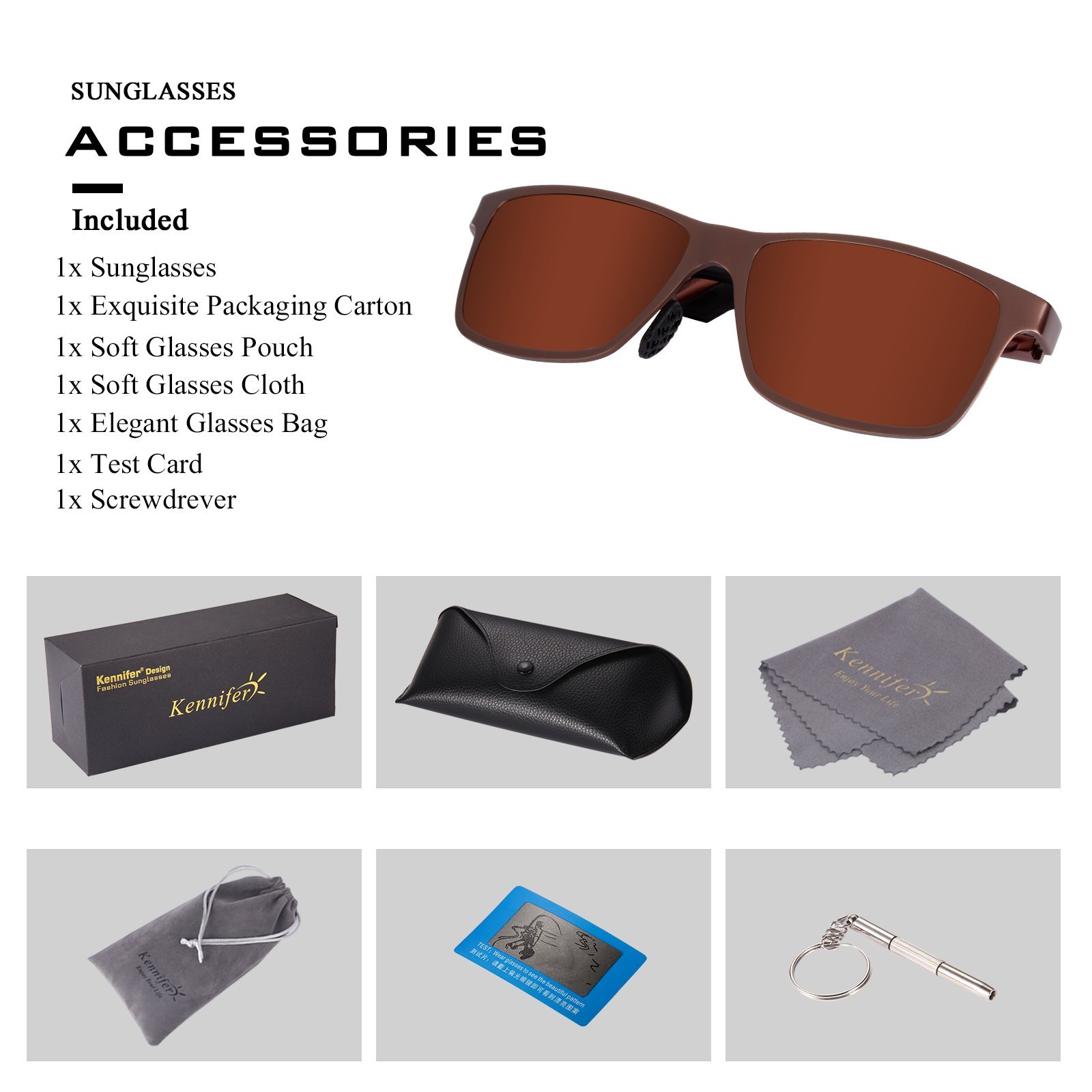 Sports Polarized Sunglasses for Men Driving Fishing Running Wayfarer Vintage Al-Mg Metal Frame Sun Glasses Brown