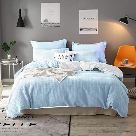 Amazon Com Merryfeel Waffle Duvet Cover Set 100 Cotton Sand Washed Waffle Duvet Cover Set Full Queen Home Kitchen