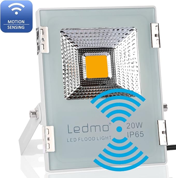 LEDMO Foco led sensor movimiento 20W,Blanco de fundición a presión ...