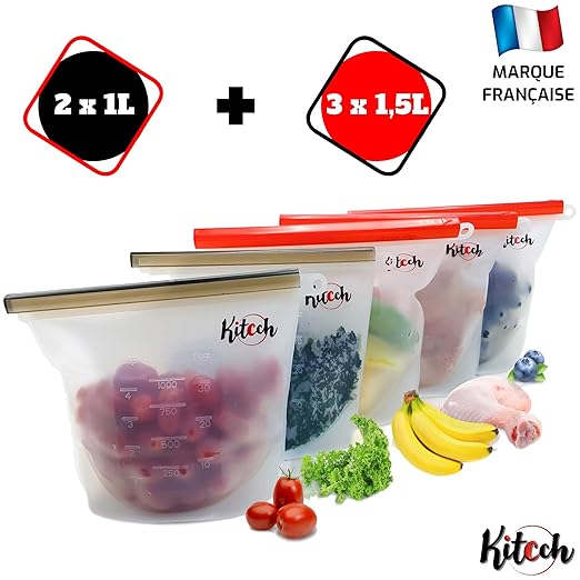 Kitcch Bolsa de Silicona Reutilizable para Guardar Alimentos ...