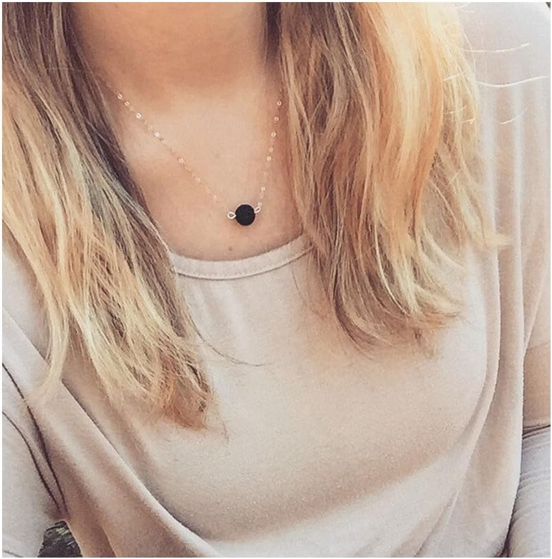 CAIYCAI Lava Stone Necklace Essential Oil Diffuser Necklace Aromatherapy Jewelry Lava Bead Necklace Hand catenary