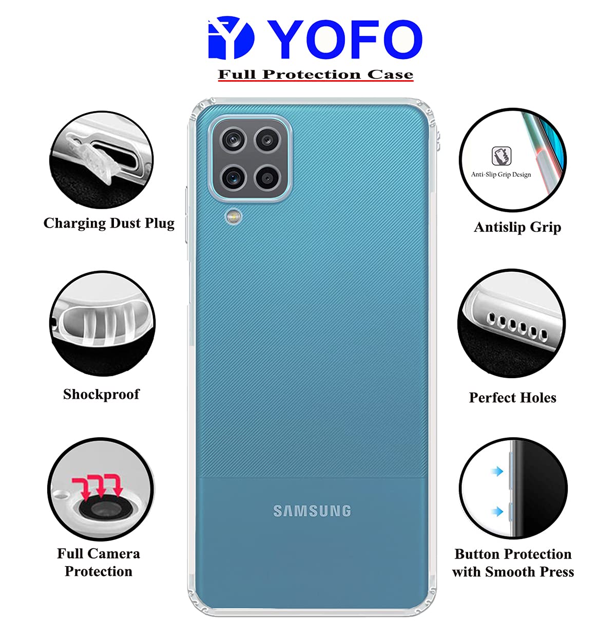 YOFO Silicon Transparent Back Cover for Samsung F62 M62 Camera