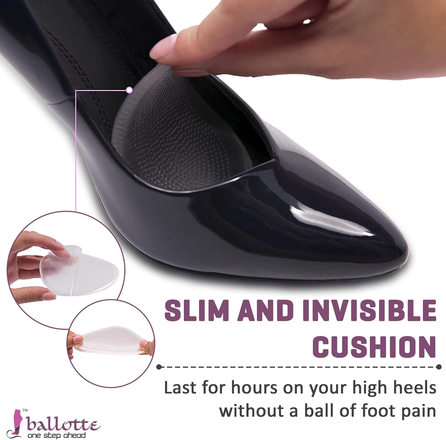 Premium Metatarsal pads, Ball of Foot Cushions for Women, Extra Soft Reusable Metatarsal Foot Pads for Pain Relief, Prevent Blisters and Calluses, Fits Any Shoes, 4 Invisible Pads: Health & Personal Care