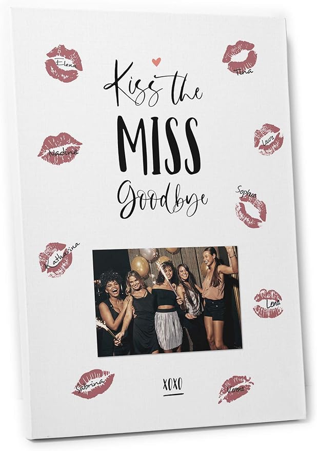 Deinweddingshop Kiss The Miss Goodbye Junggesellinnenabschied Erinnerung Andenken Geschenk Jga Spiel Bachelorette Amazon De Kuche Haushalt