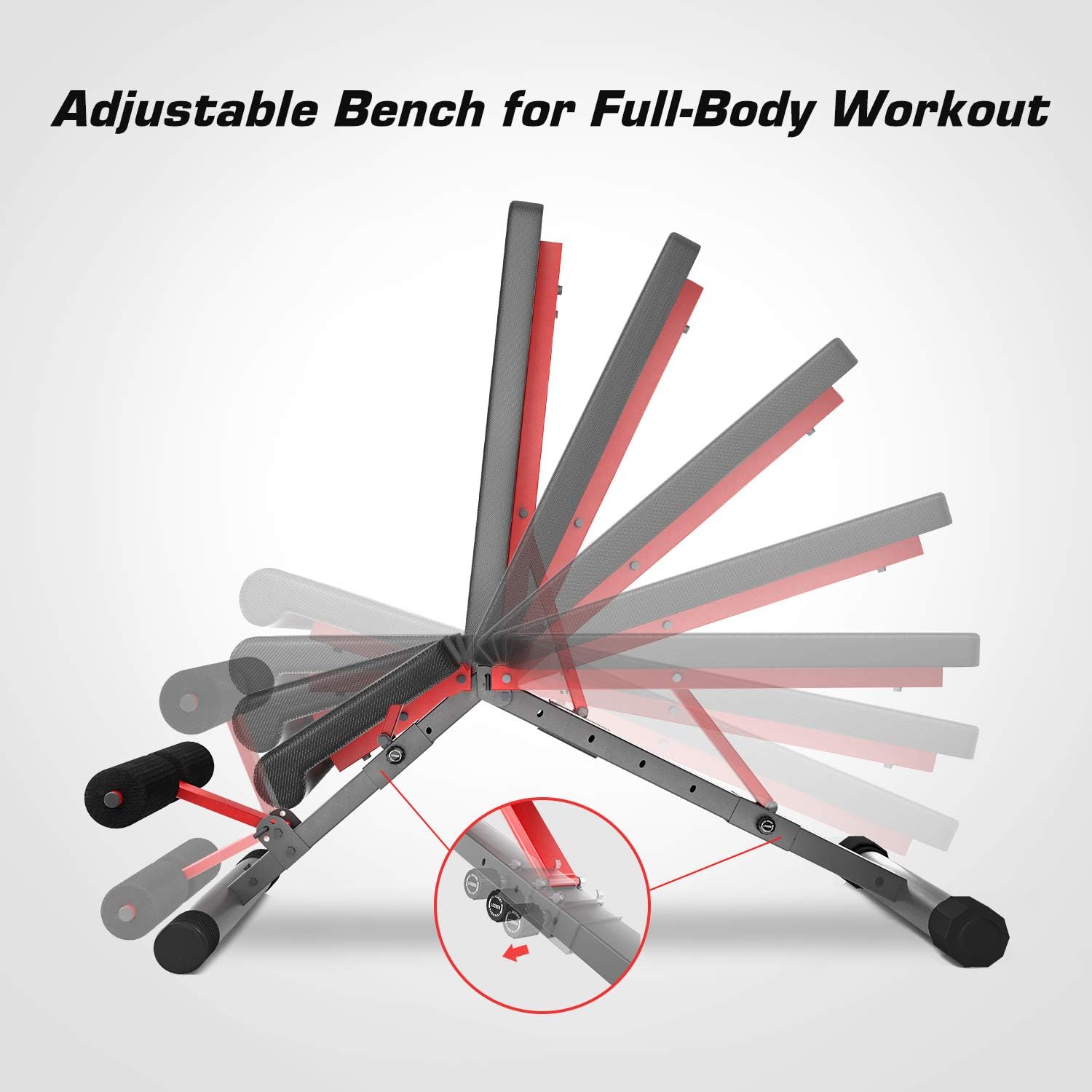Pelpo Weight Bench for Full Body Workout, Strength Training Bench Press in Home Gym, Decline Incline Adjustable Utility Weight Bench with Fast Folding, Gray Frame : Sports & Outdoors