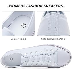 FRACORA Womens White Canvas Sneakers Low Top Canvas