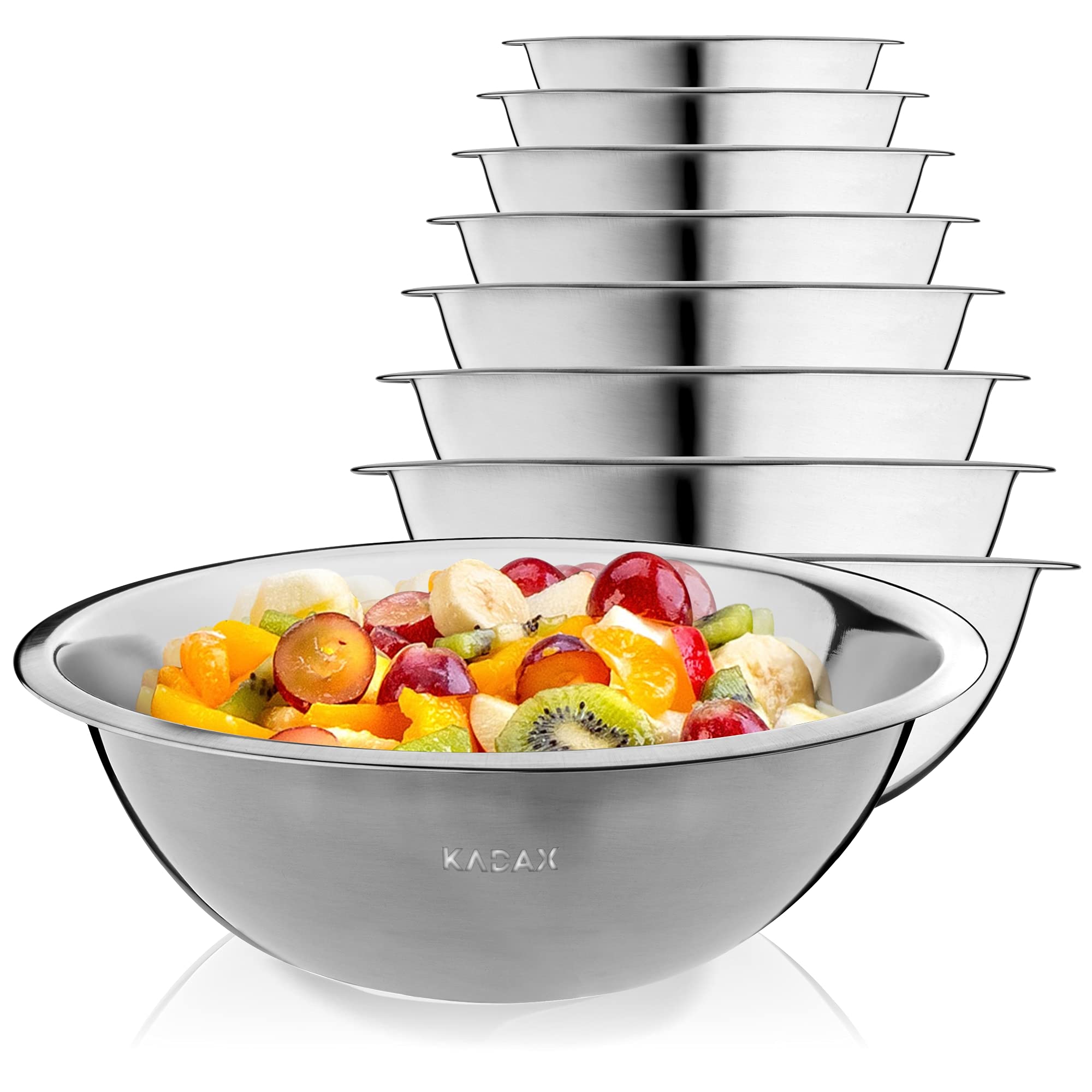 KADAX Stainless Steel Mixing Bowl, Salad Bowl, High Rim Multifunctional Kitchen, Serving Bowl, Bowl for Dough, Round, Diameter 26 cm