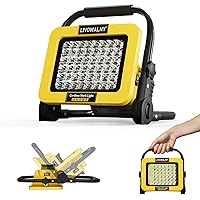 LIVOWALNY 60W 6000LM Work Light Compatible with Dewalt 20V Battery, Cordless Flood Light for Camping Hiking, Construction Lig
