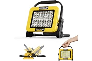 LIVOWALNY 60W 6000LM Work Light Compatible with Dewalt 20V Battery, Cordless Flood Light for Camping Hiking, Construction Lig