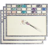 hobbyworker Bead Mat,Soft Perfect Stable,Surface Flocking with Centimeter Scale 3 Pcs Set(L) and Stainless Steel Handy Tweezers with Scoop for Jewelry Making Beading Supplies