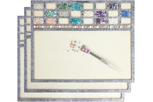 hobbyworker Bead Mat,Soft Perfect Stable,Surface Flocking with Centimeter Scale 3 Pcs Set(L) and Stainless Steel Handy Tweezers with Scoop for Jewelry Making Beading Supplies