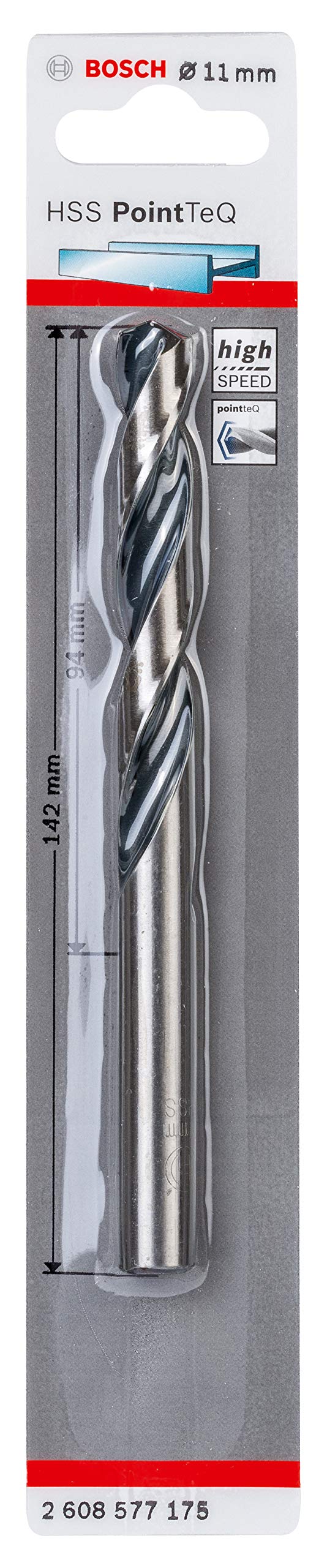 Bosch Professional PointTeQ HSS Twist Drill Bit (for Metal, 11 x 94 x 142 mm, Accessories for Drill Driver)