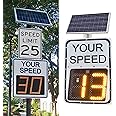 Speed Display Radar Traffic Sign, 20"x27"/24"x35" Solar Speed Radar Feedback Sign Road Safety Speed Limit Detector with Accessories, White(50 * 70cm)