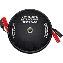 3 Wire 20 Foot Retractable Test Leads, Red / Black / Green 18 Gauge Wire with Alligator Clips On Each End for Electrical Troubleshooting Cars / Boats 78F18G20