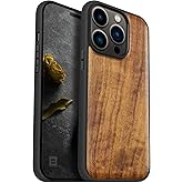 Carveit Magnetic Wood Case for iPhone 14 Pro - Natural Wood & Black Soft TPU - Shockproof Protective Cover - Unique & Classy - Compatible with MagSafe (Walnut)