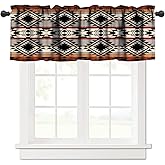 Southwest Tribal Navajo Aztec Fancy Abstract Geometric Ethnic Hipster Design Window Curtain Valance Rod Pocket 1 Panels W54xL18in
