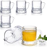 Futtumy 2 OZ Mini Beer Mug Shot Glasses with Handles, Mini Beer Shot Glasses for Party Christmas Birthday BBQ, Beers Mugs for Freezer Men Women Father Dad Beer Whiskey, Beers Mugs Bulk(6 PCS, Glass)