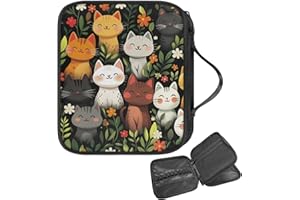 Fuojuvelie Crochet Hook Case Large Capacity Cat Knitting Needle Case Organizer for Various Crochet Needles and Knitting Accessories Easy to Carry (No Accessories Included)