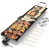 Costzon 35" Electric Griddle, 2000W Nonstick Extra Large Griddle, Long Table Top Grill w/5-Level Temp &amp; Drip Tray, Indoor Outdoor Cooking Plates Teppanyaki Grill for Pancake, BBQ, Camping Gatherings