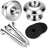 2 PCS Guitar Strap Locks Buttons, Mushroom Style Guitar Strap Lock Buttons | Electric Guitar Strap Locks, Mushrooms Head Guitar Strap Button for Guitar Bass Ukulele /Silver