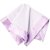 Ultra-Soft Lovey Security Blanket - Baby Essentials, Newborn Essentials, Ultra-Soft Fleece Baby Blanket with Satin Trim – 16" x 16" - Lavender