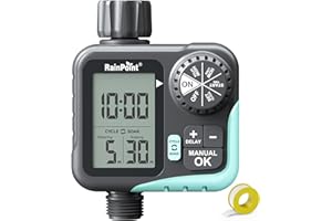 RAINPOINT Sprinkler Timer - Cycle & Soak Water Timer for Garden Hose with Rain Delay/Automatic Watering/Manual Watering, Programmable for Lawn, Yard, Irrigation System, Outdoor