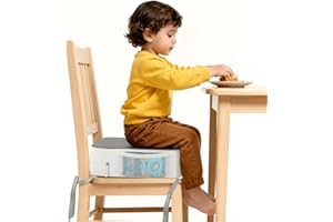 SMZCTYI Booster Seat for Kitchen Chair, 3.8" Toddler Booster Seats for Dining Table with Ties, PU Dining Chair Pads with Side Pockets, Non-Slip & Removable Booster Seat for Table Increasing Cushion (Grey)