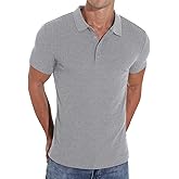 Askdeer Men's Polo Shirts Short Sleeve Classic Polo Stretch Slim Fit Casual Shirts