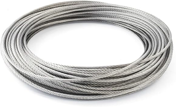 QWORK Edelstahl-Drahtseil Set 6m/2mm – Inkl. Crimphülsen, Für Zelt, Wäscheleine & Geländer