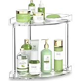 NPPLUS 2 Tier Acrylic Bathroom Counter Organizer, Clear Bathroom Countertop Corner Organizer, 2-Tier Corner Storage Shelf Vanity Trays, Home Storage Holder for Makeup Cosmetics Perfume Organizer