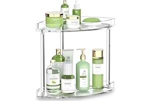 NPPLUS 2 Tier Acrylic Bathroom Counter Organizer, Clear Bathroom Countertop Corner Organizer, 2-Tier Corner Storage Shelf Vanity Trays, Home Storage Holder for Makeup Cosmetics Perfume Organizer