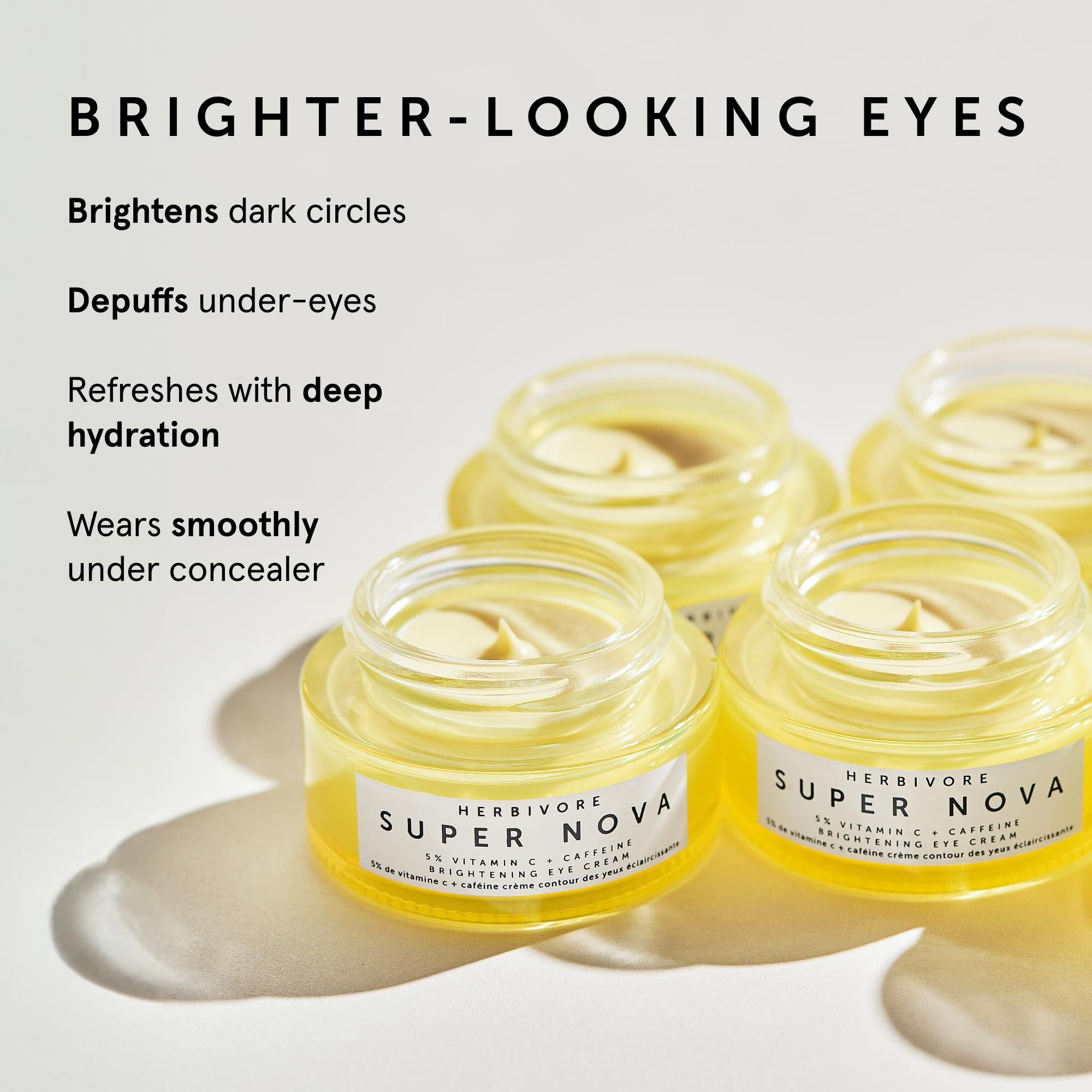 HERBIVORE Super Nova 5% THD Vitamin C + Caffeine Brightening Eye Cream | Targets Dark Circles & Puffiness | Vegan, Plant-Based, Cruelty-Free,15 mL / 0.5 oz