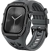 Nereides Rugged Case with Band for Apple Watch Series 11/10 46mm, Breathable TPU Sport Strap + PC Protective Bumper, Shock-Resistant, Sweat & Water-Resistanty (Gray)