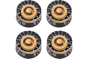Banworks '60s Style Electric Guitar Control Knobs Metric 18-Spline 2 Tone 2 Volume Knobs 6mm (15/64") Speed Knobs for Epiphone Les Paul SG Electric Guitars Pack of 4 JT/XN-02 Golden/Black