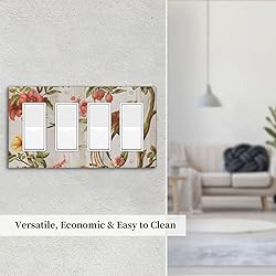 Flowers Bird Tree Retro Spring Floral Branch 4 Gang