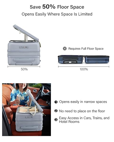 HANKE HARDSIDE EXPANDABLE CARRY ON LUGGAGE, 20 INCH TOP OPENING TRUNK LUGGAGES WITH SPINNER WHEELS, ALL-PC HARD SHELL CARRY-ON SUITCASE, LIGHTWEIGHT & TSA AIRLINE APPROVED (GREY, 46L)