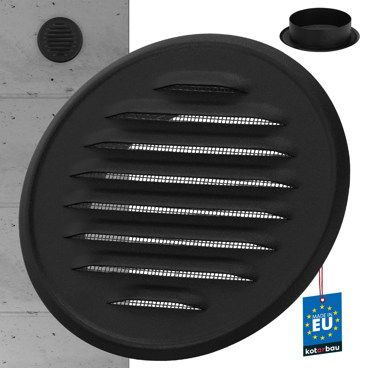 KOTARBAU - Round Ventilation Grille - ⌀ 100 mm - Steel – Exhaust Grille with Screw Mount, Insect Protection, Airflow, Louvered