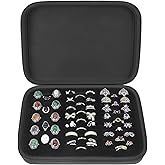 GWCASE Ring Organizer Storage Case - Jewelry Ring Display Collector Box with 42 Slots. Rings Tray Holder Showcase Fits for 50+ Rings, Earrings, Brooches and Cufflinks (Box Only)-Dark