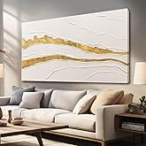 VAYIMDH Canvas Abstract Art White Large Wall Decorations for Living Room Gold Foil Abstract Wall Hanging Oil Painting for Office 29"x 58" Home Decor