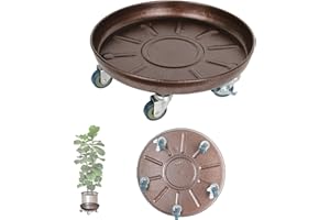 Tadpolebaby Heavy Duty Plant Caddy with Solid Rubber Wheels, Lockable, Increased Load Capacity, One-Minute Installation, Suitable for Indoor, Outdoor, Patio, Garden Settings, 14 Inches 2PACK, Brown