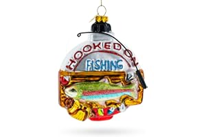 BESTPYSANKY Captivating Hooked on Fishing - Blown Glass Christmas Ornament