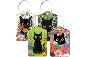 CRAFTYMELODY 4Pcs PU Leather Luggage Tags 4 Style Luggage Indentifier Name ID Label Tag 2.8×4.5 Inch with Metal Loop for Suit