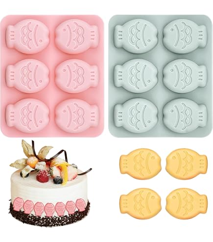 Paquete de 2 mini moldes antiadherentes en forma de pez para chocolate Paquete de 2 mini moldes antiadherentes en forma de pez para chocolate