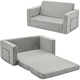 Ulax furniture Kids Fold Out Couch 2-in-1 Children Convertible Sofa to Lounger with Soft Plush Fabric