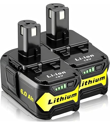 8.0Ah 18V Lithium Battery 6-Pack – Replacement For Ryobi ONE+ P108 P104 P105 P102 P122 P190 PBP002 PBP003 PBP005 – High Capacity Long Runtime