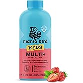 Best Nest Wellness - Mama Bird - Kids Multi+ Liquid Vitamins (31 Servings) Strawberry Flavor - Active Methylated Vitamins, Kids Multivitamin - Organic Superfoods, Enzymes