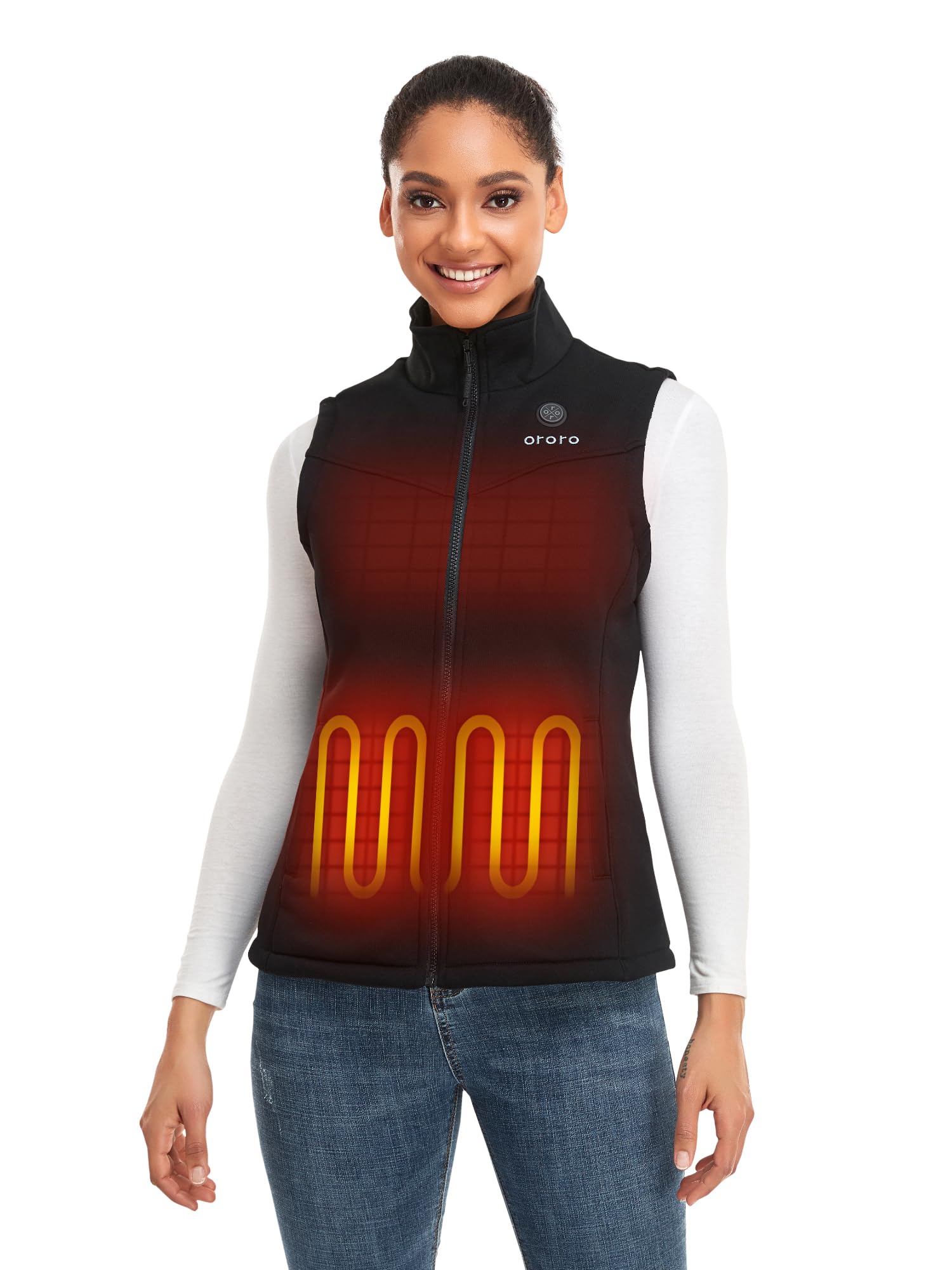 ORORO [Upgraded] Women's Heated Fleece Vest with Heated Collar and Battery, Lightweight Heating Vest Fleece