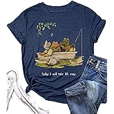 Women Frog T Shirt Vintage Graphic Book Tee Cute Funny Teacher Tee Tops Bookworm Book Lovers Shirt