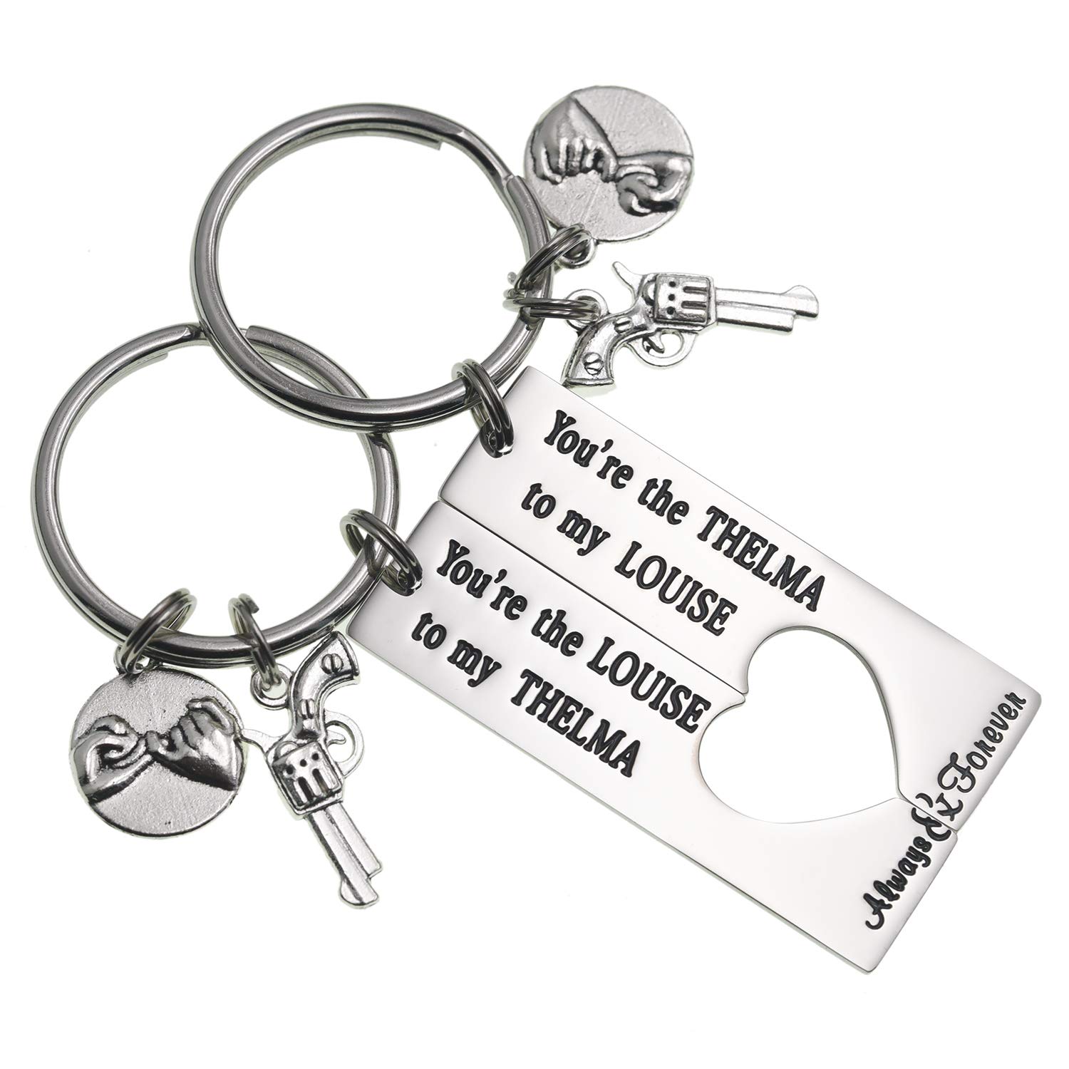 LParkin Friendship Gifts Best Friend Rings for 2 Cute Keyring You Are The Thelma To My Louise Moving Away Friendship Thelma Louise Keychain