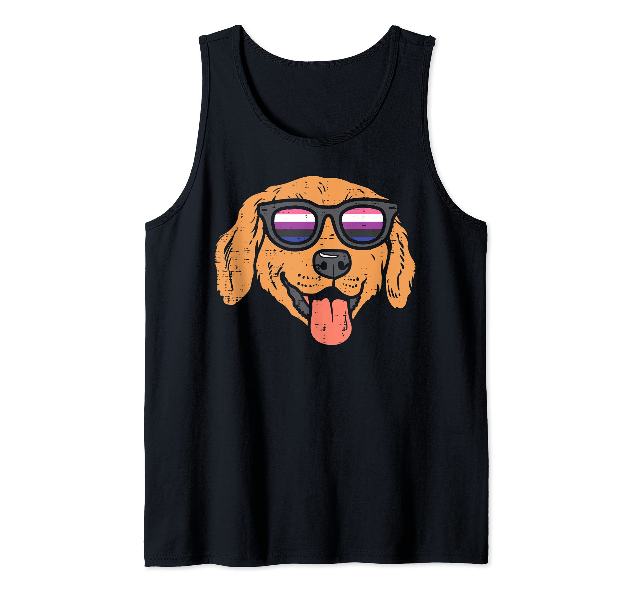 Golden Retriever Dog LGBTQ Genderfluid Flag Non-Binary Tank Top